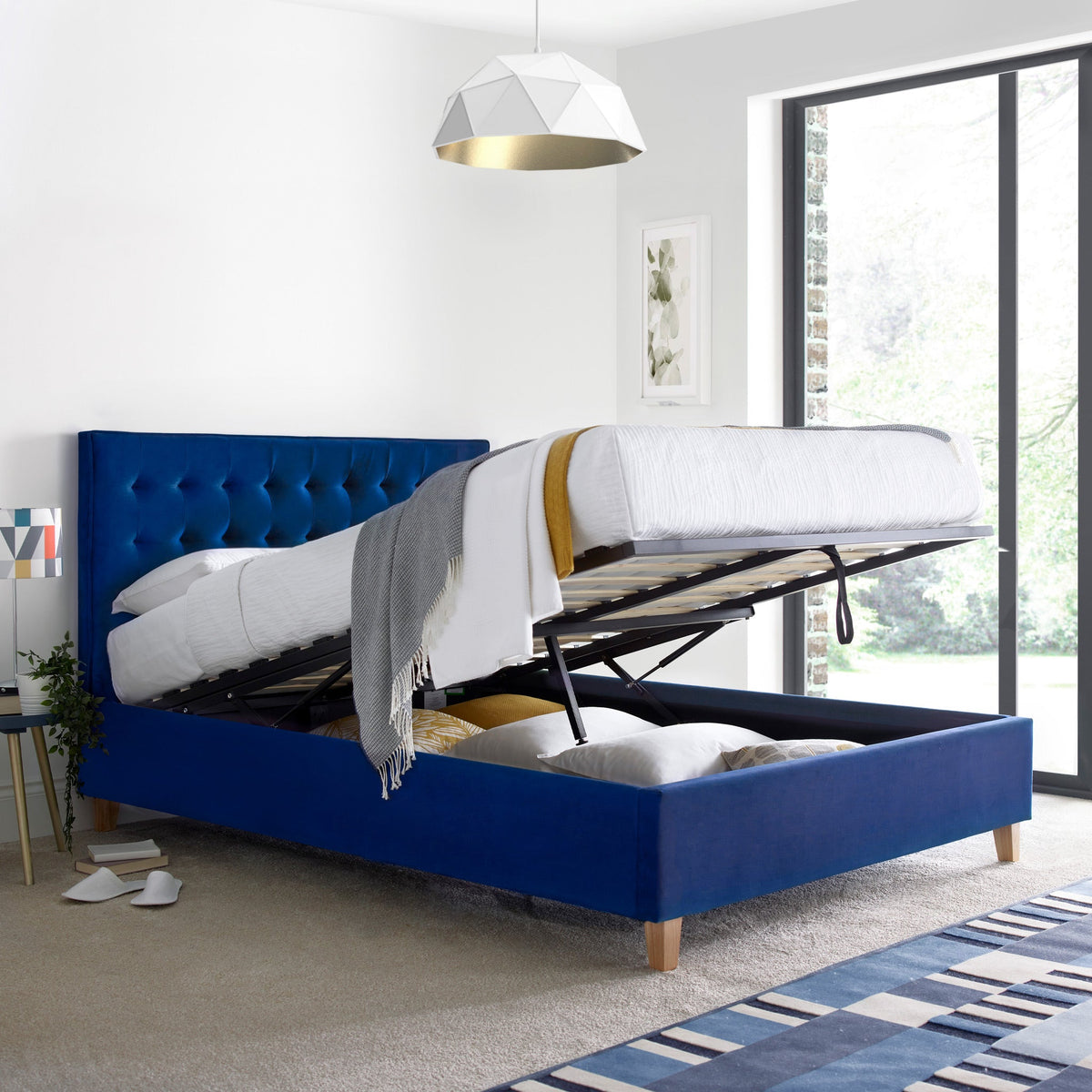 Kia Velvet Ottoman Bed