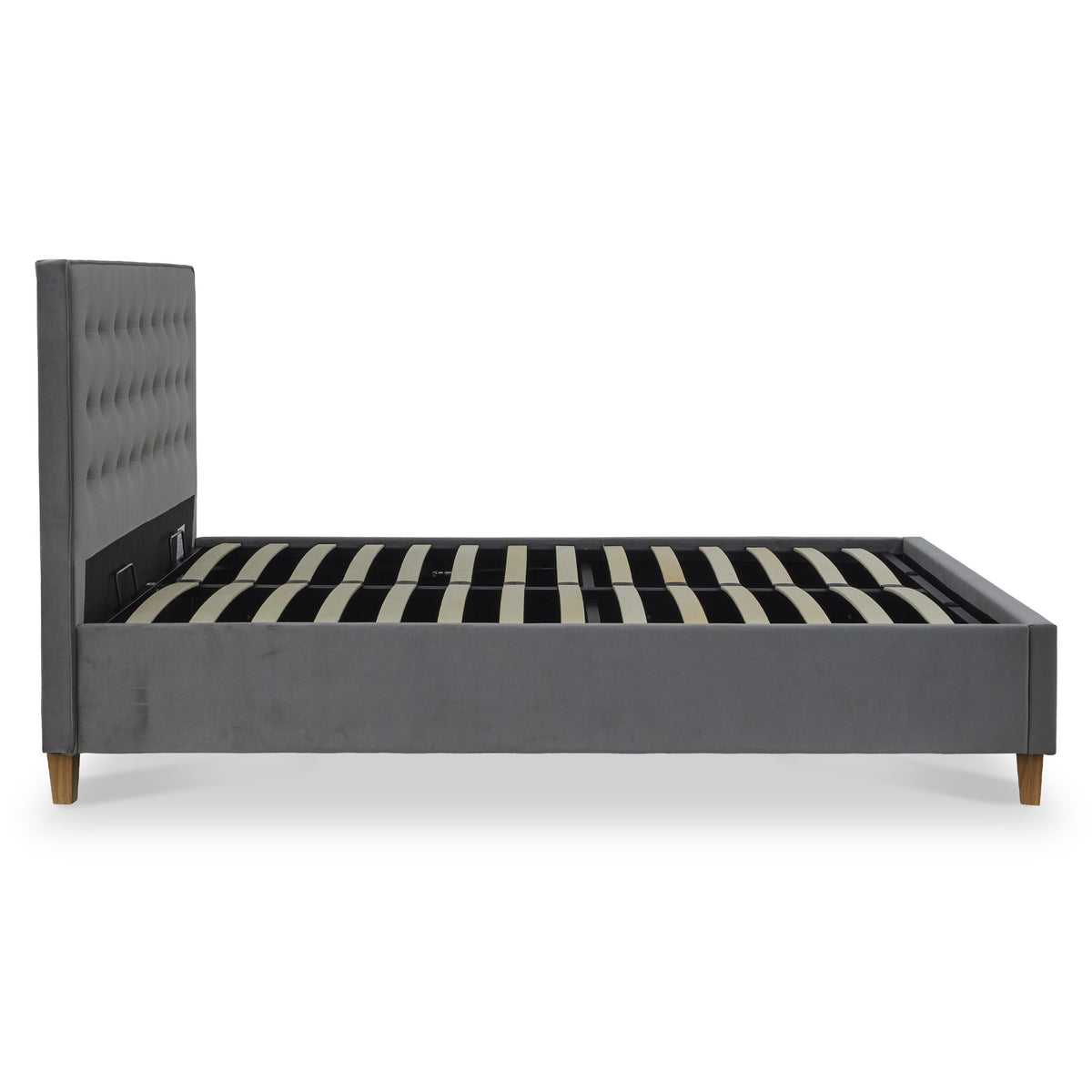Kia Velvet Ottoman Storage Bed Frame