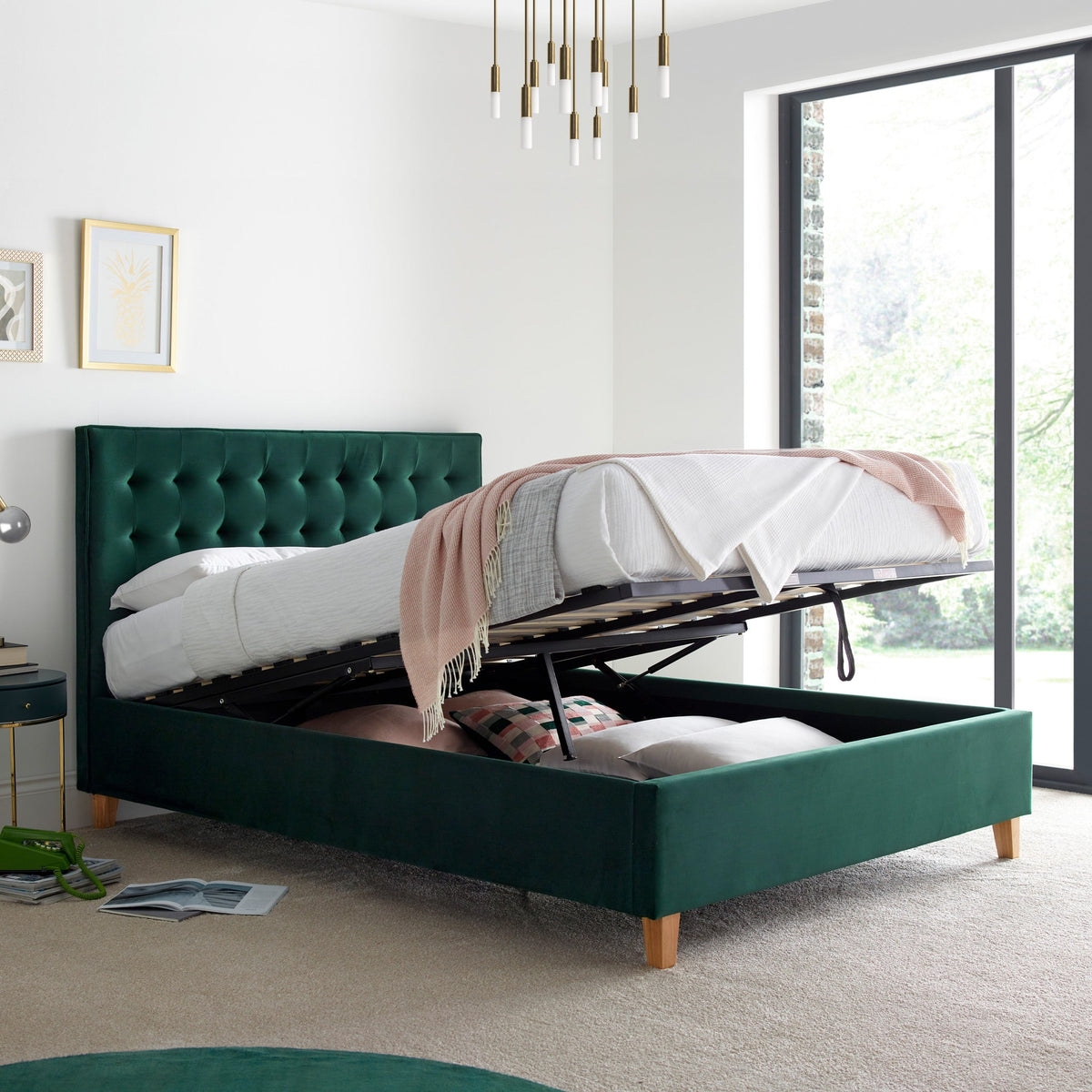 Kia Velvet Ottoman Bed