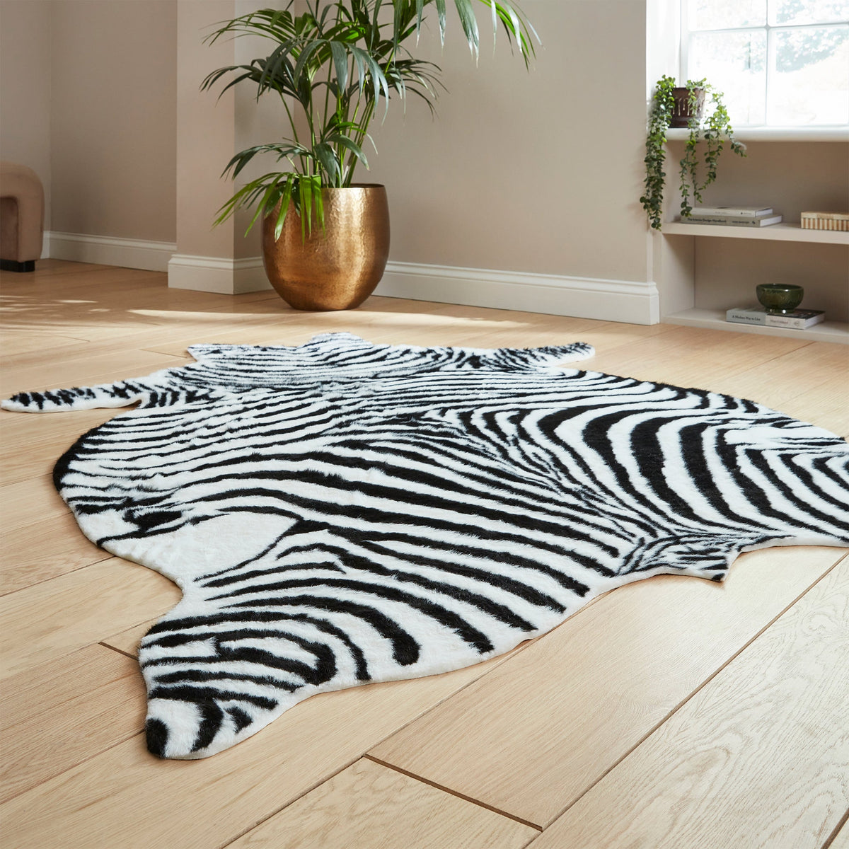 Faux Fur Zebra Print Rug