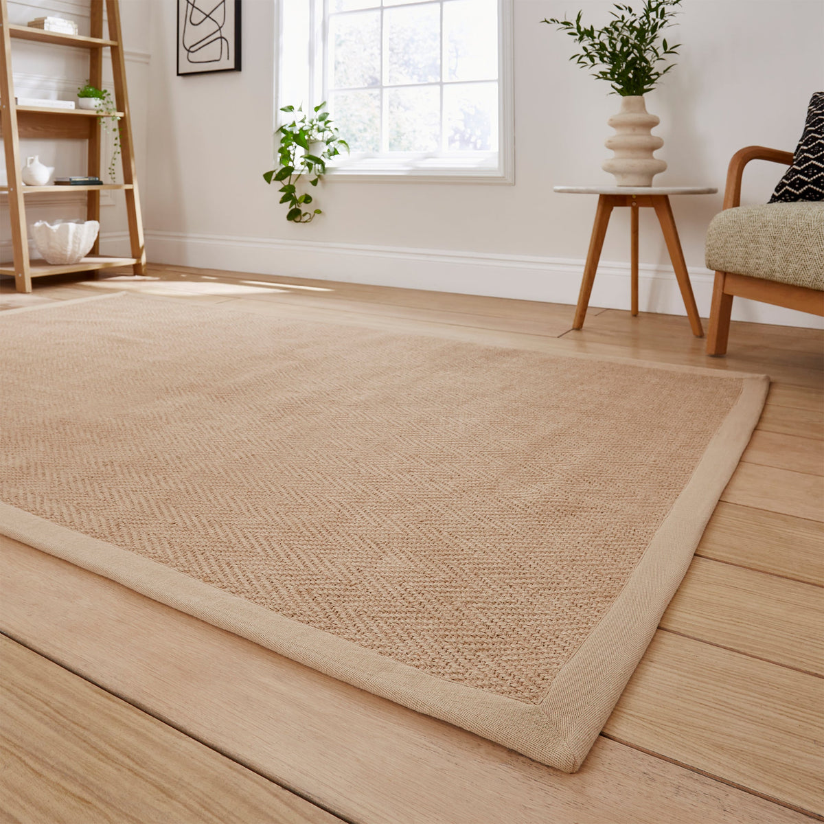 Ford Herringbone Jute Border Rug