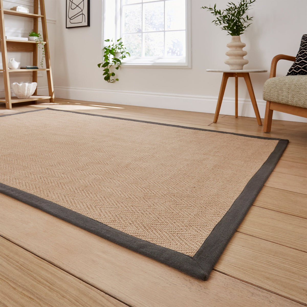 Ford Herringbone Jute Border Rug