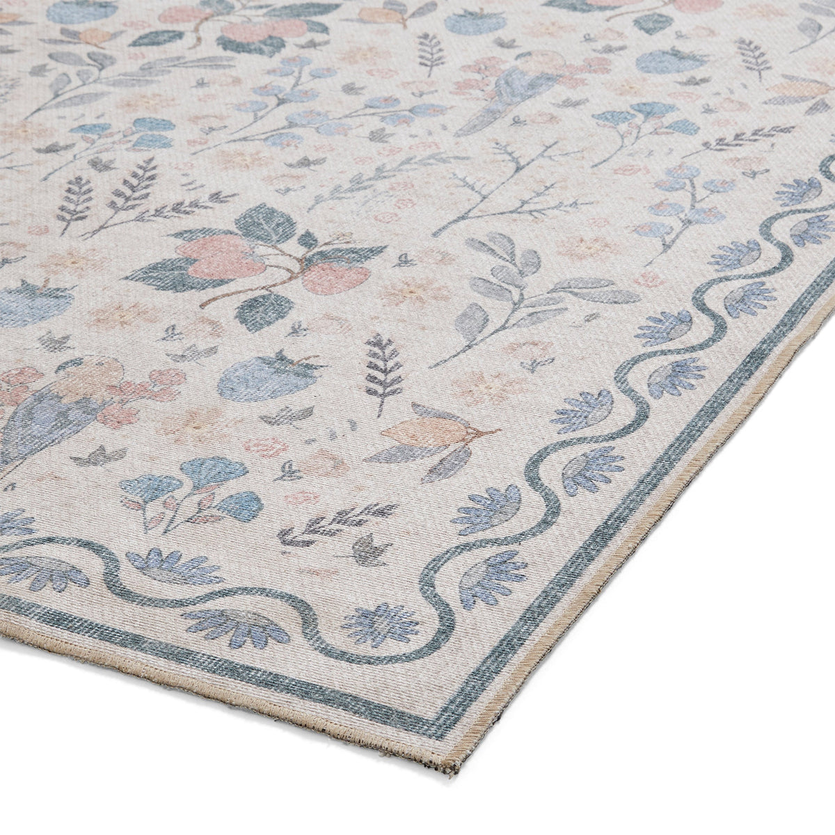 Emmie Washable Classic Floral Print Rug