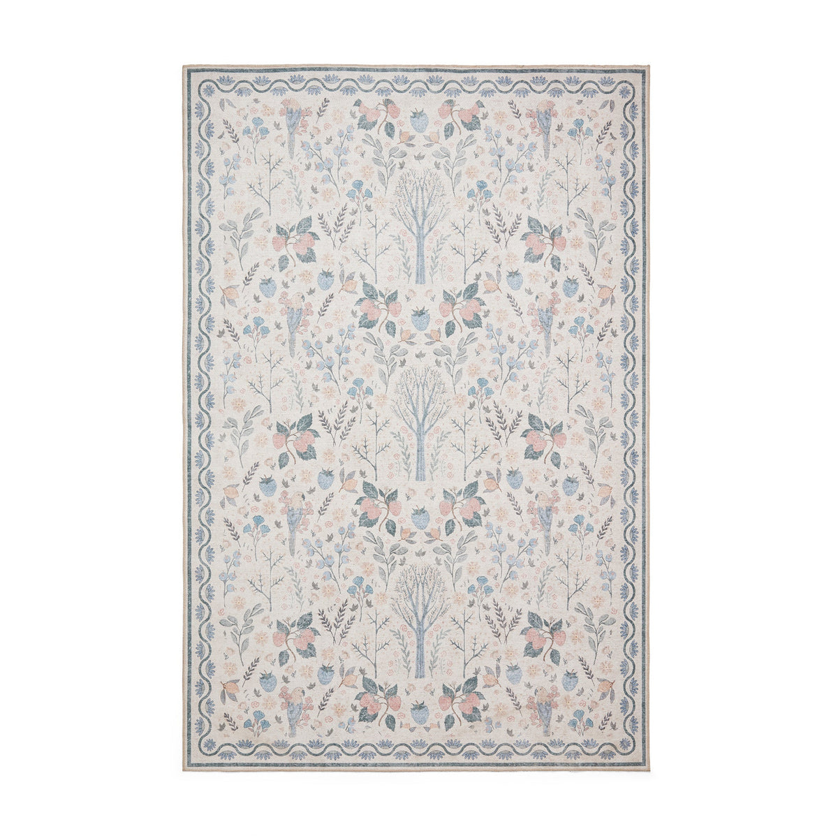 Emmie Washable Classic Floral Print Rug