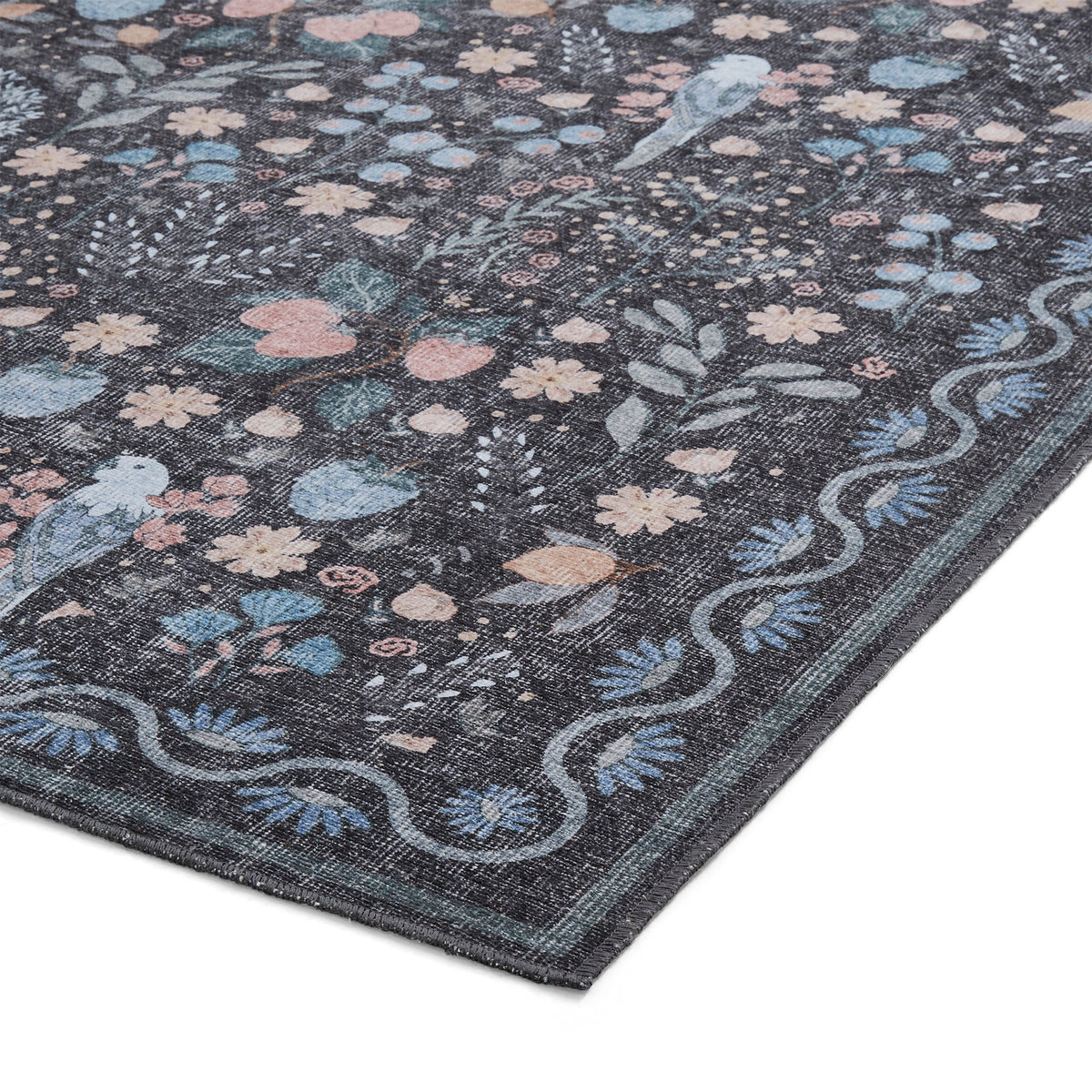 Emmie Washable Classic Floral Print Rug