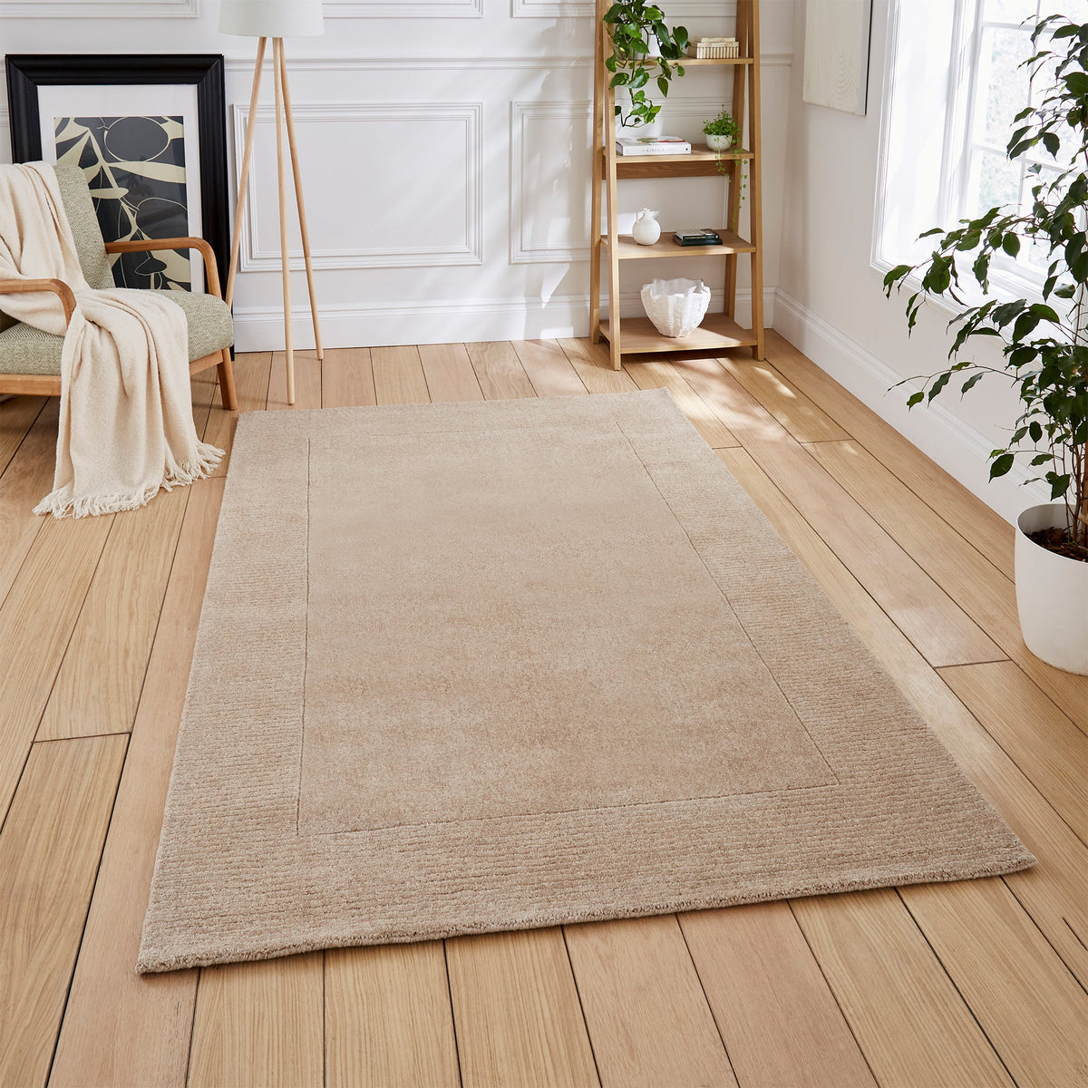 Lauder Plain Wool Border Rug
