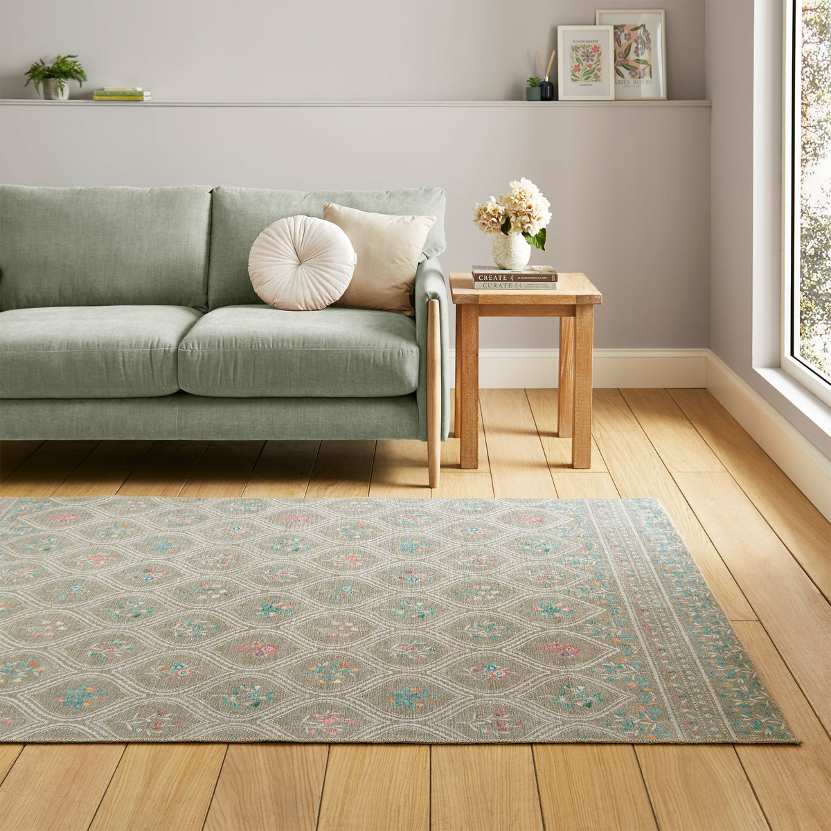 Cameo Floral Washable Rug