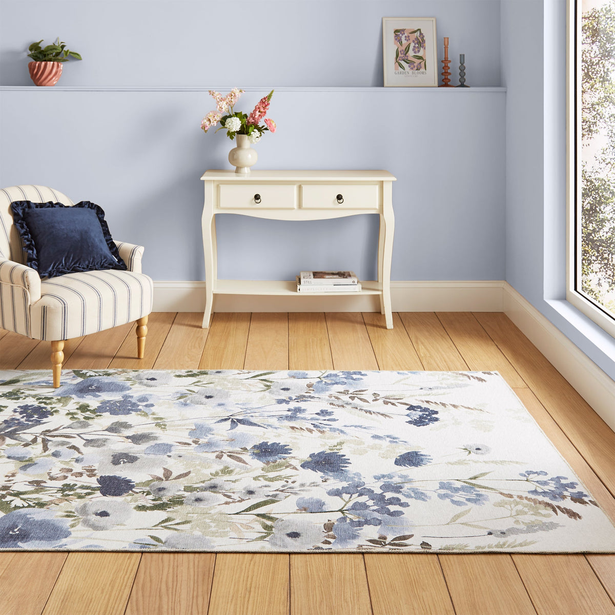Country Floral Washable Rug