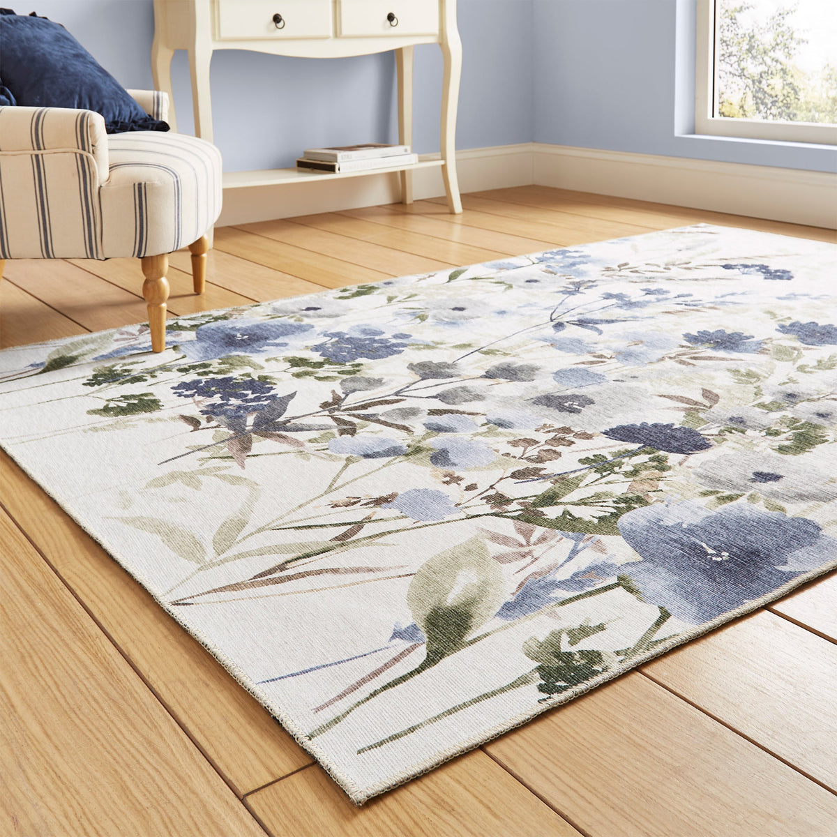 Country Floral Washable Rug