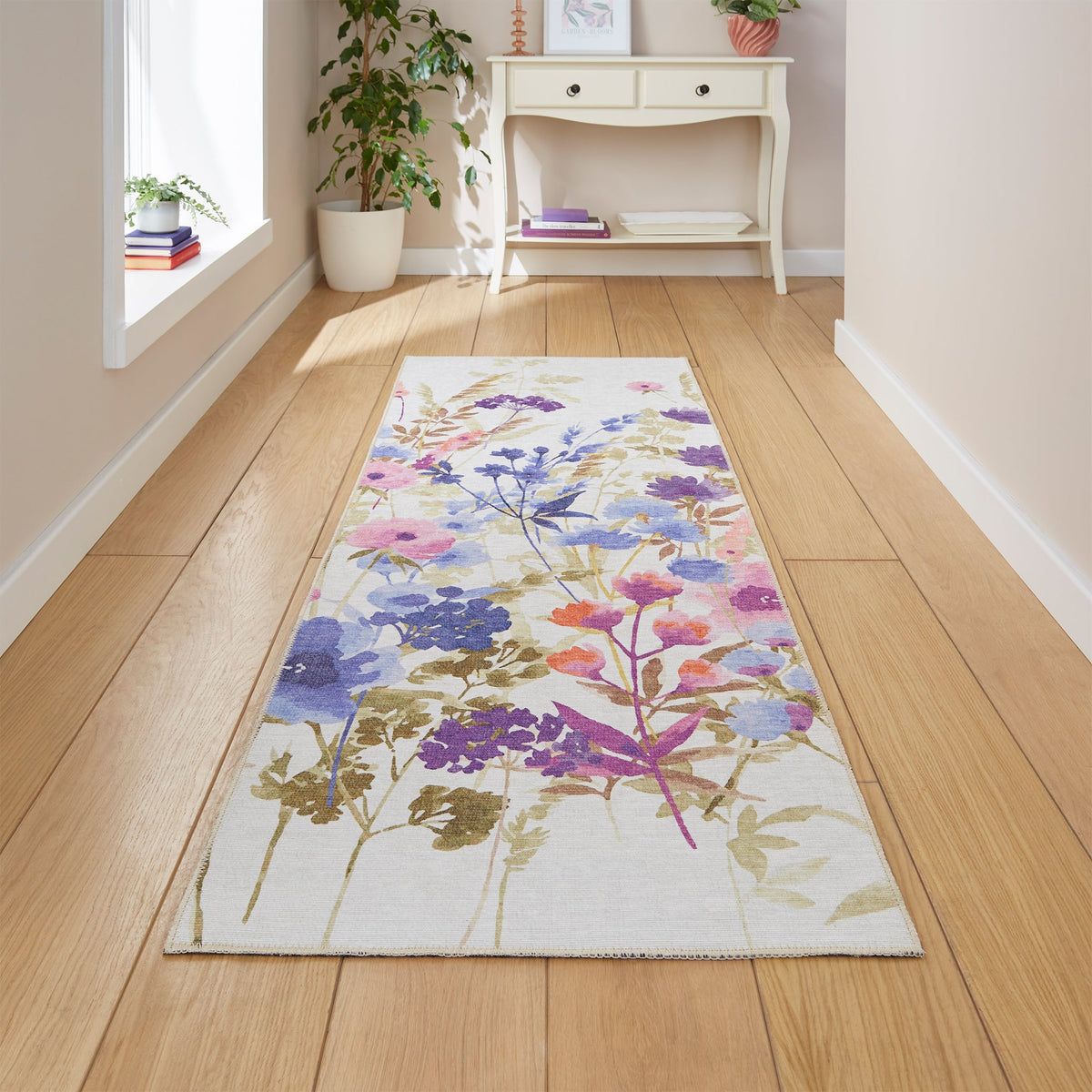 Country Floral Washable Rug