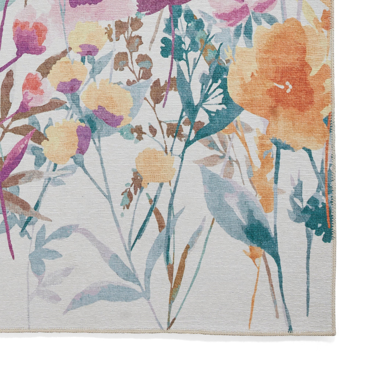 Country Floral Washable Rug