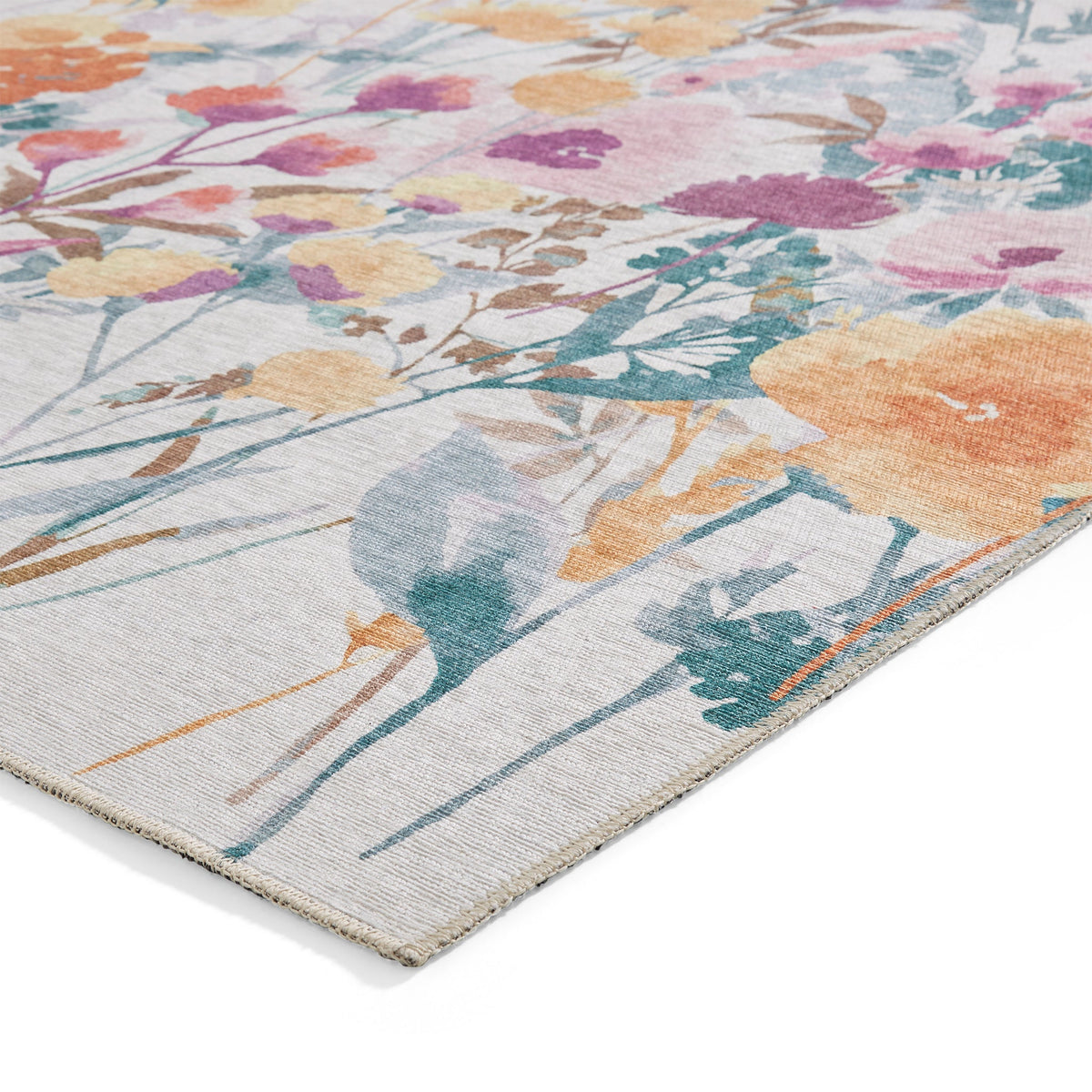 Country Floral Washable Rug