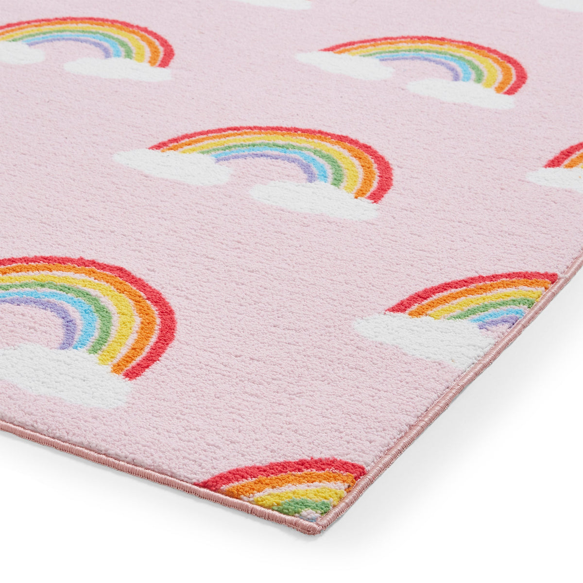 Kids Rainbow Hearts Washable Rug
