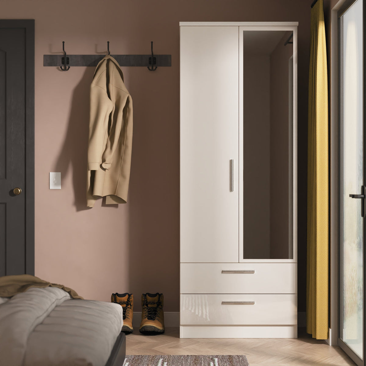 Penmere Double Mirrored Wardrobe With Drawers