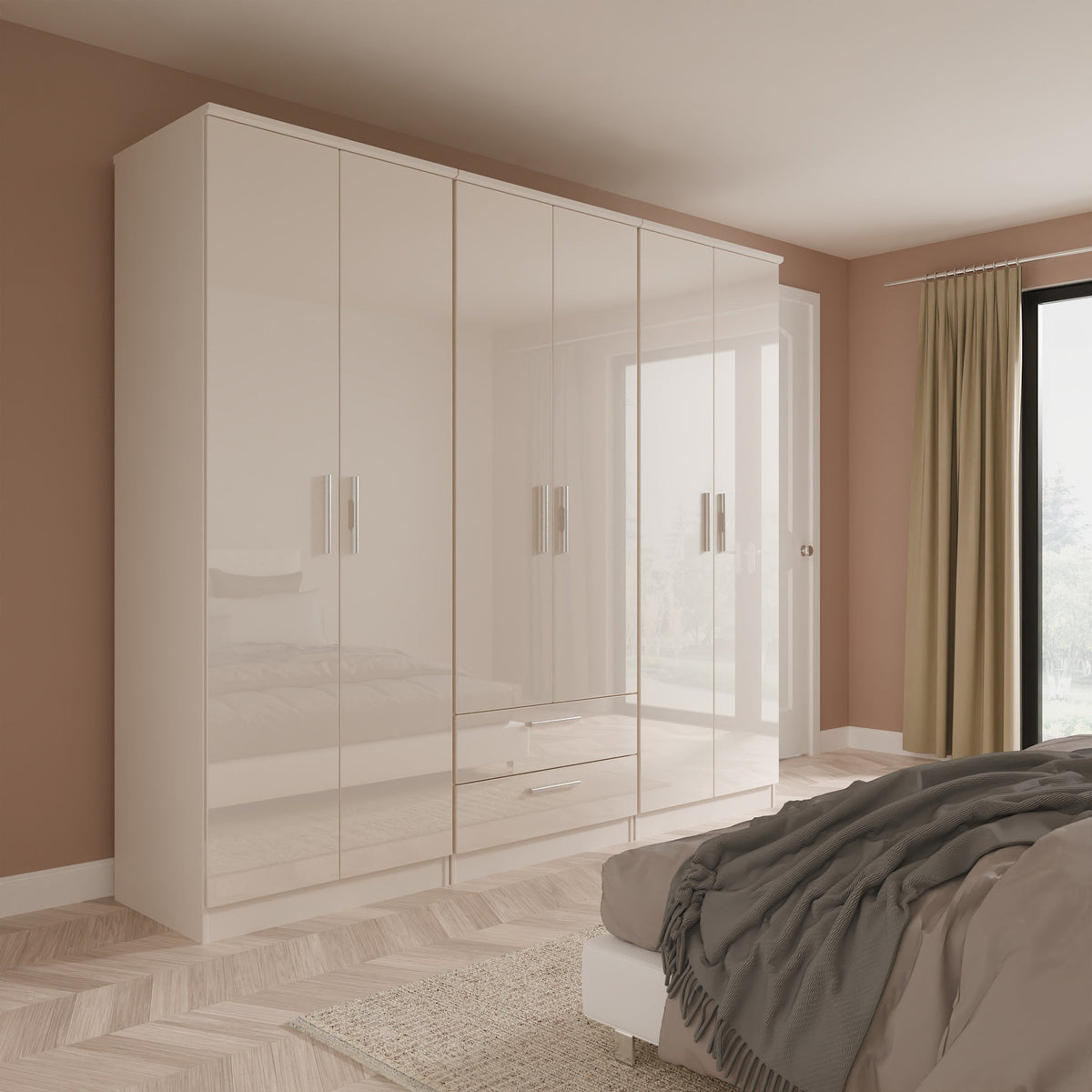 Penmere 6 Door Wardrobe With Drawers