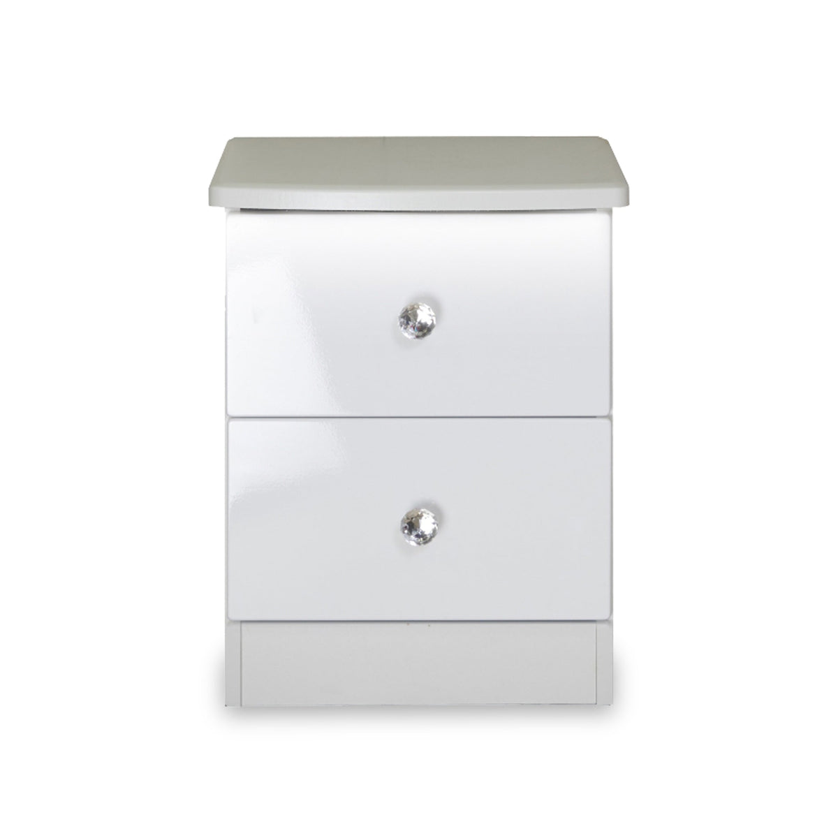 Aria White Gloss LED Lighting 2 Drawer Bedside Cabinet