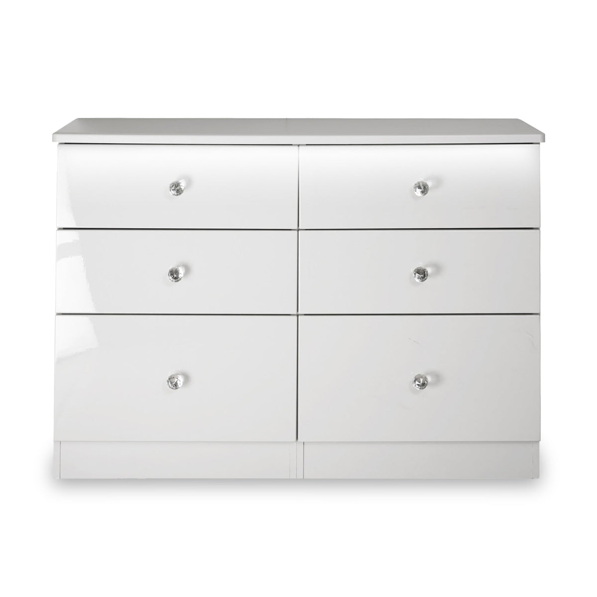 Aria White Gloss with LED Lighting 6 Drawer Wide Chest