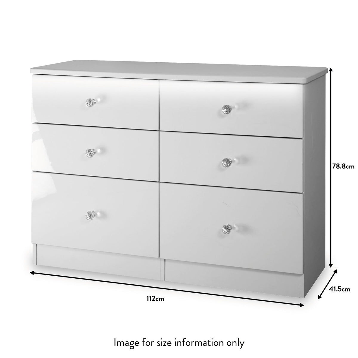 Aria White Gloss with LED Lighting 6 Drawer Wide Chest