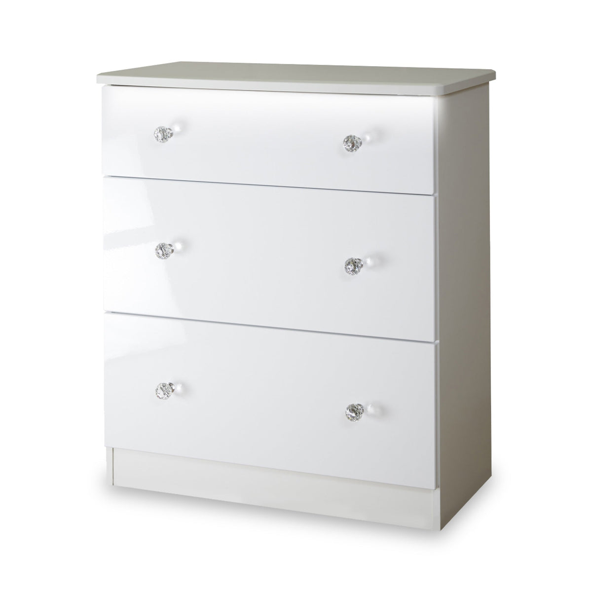 Aria White Gloss with LED Lighting 3 Drawer Deep Chest