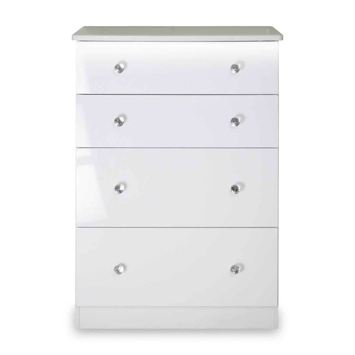 Aria White Gloss with LED Lighting 4 Drawer Deep Chest