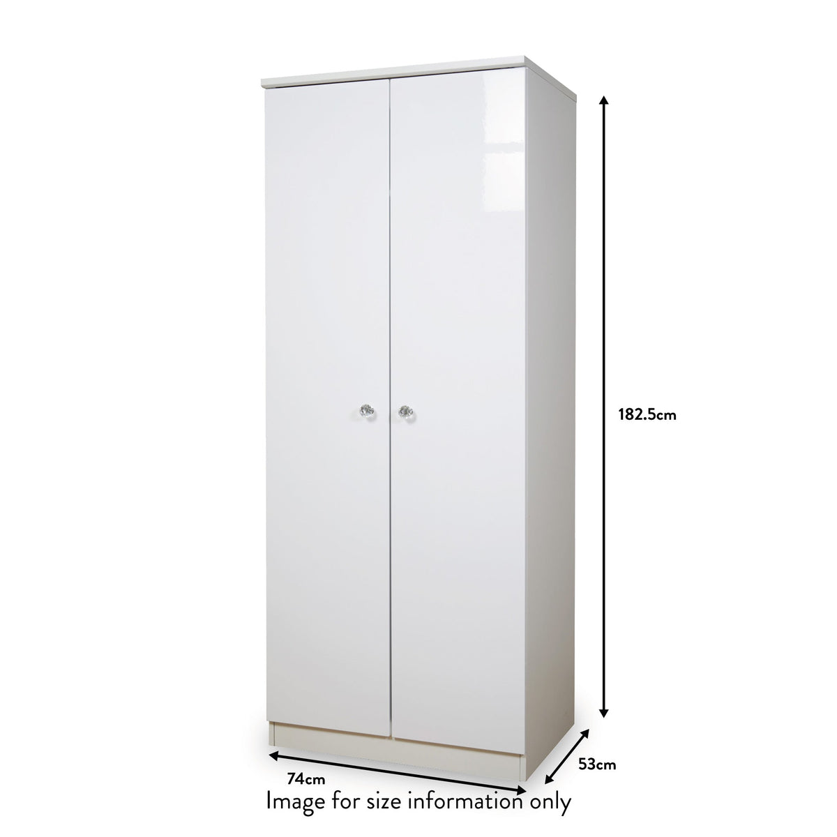 Aria White Gloss with LED Lighting 2 Door Wardrobe