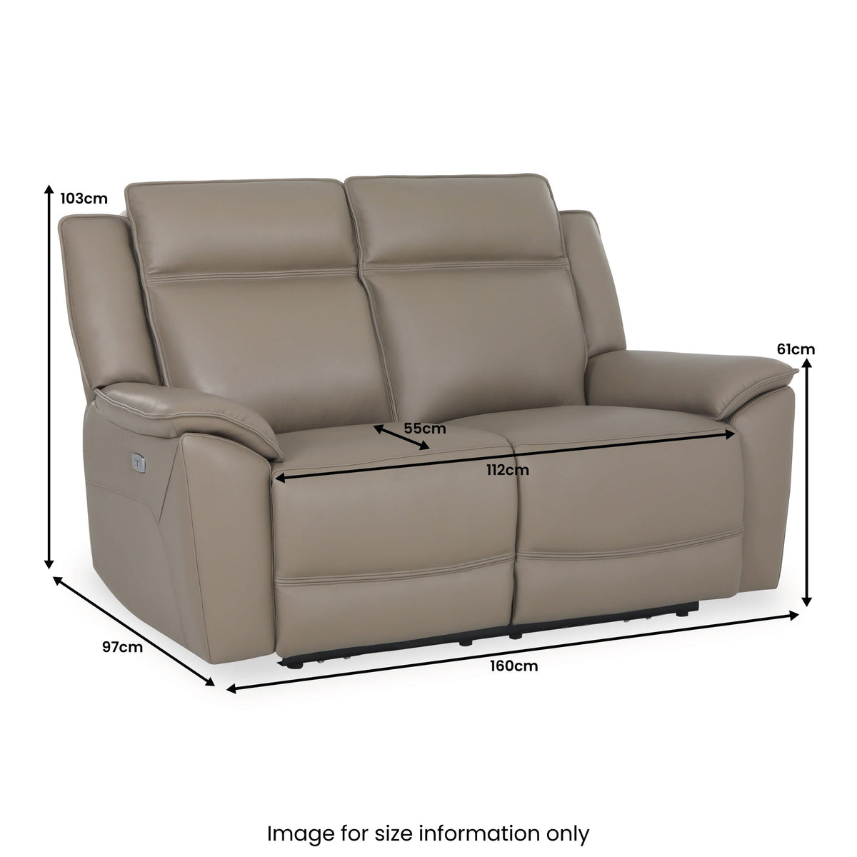 Alden Power Leather Recliner 2 Seater Sofa