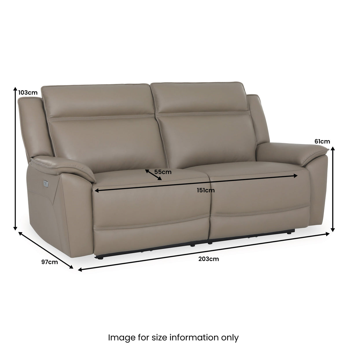 Alden Power Leather Recliner 3 Seater Sofa