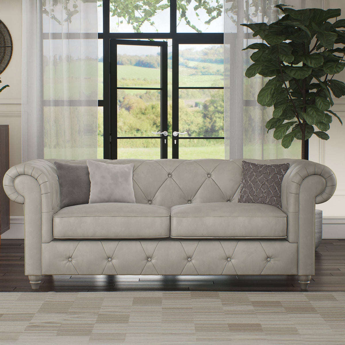 Everett Leather 3 Seater Sofa