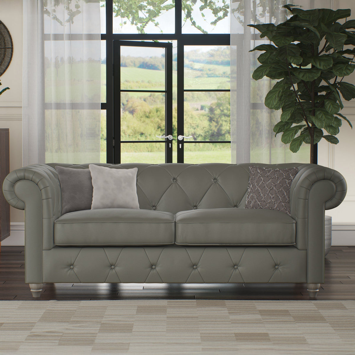 Everett Leather 3 Seater Sofa