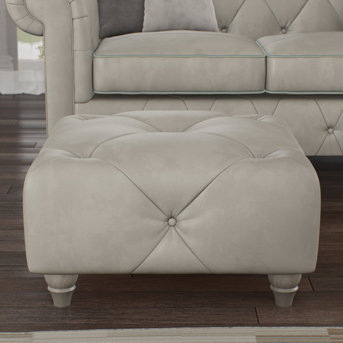 Everett Leather Button Top Footstool