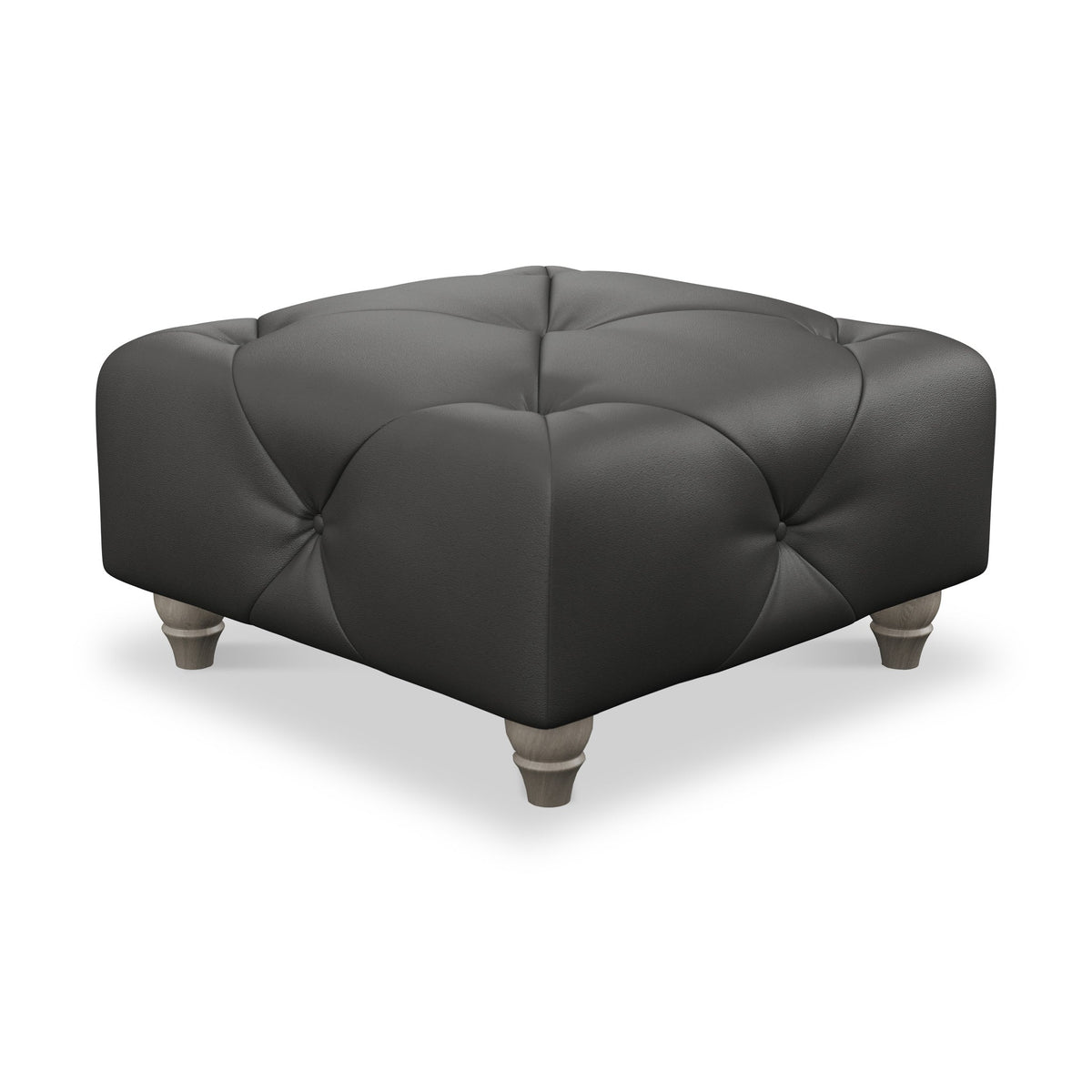 Everett Leather Button Top Footstool