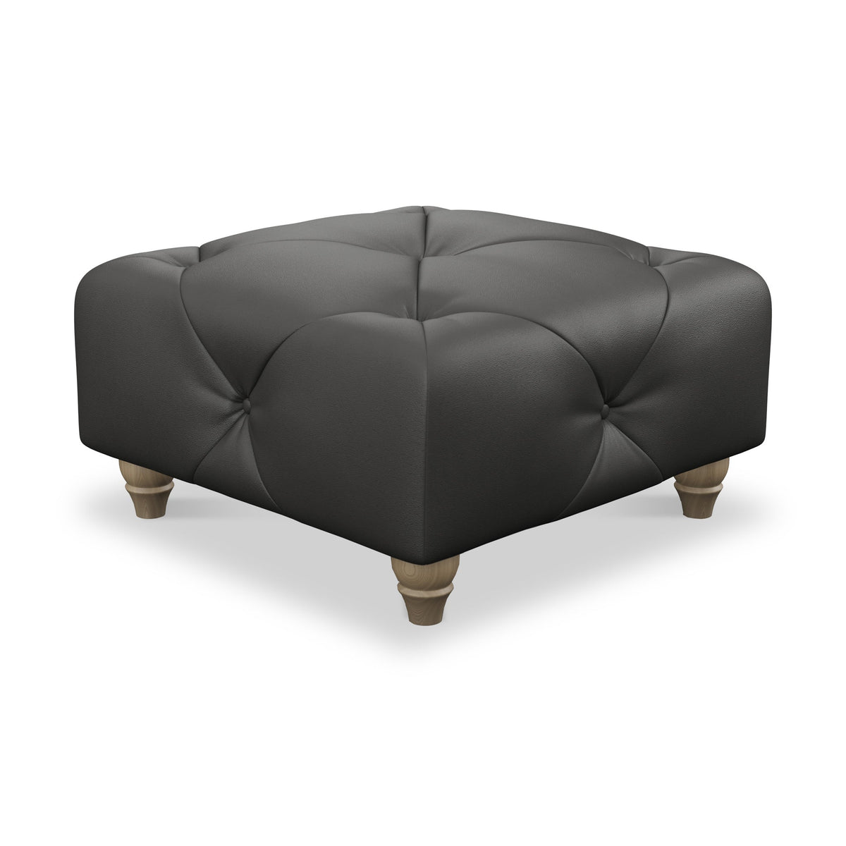 Everett Leather Button Top Footstool