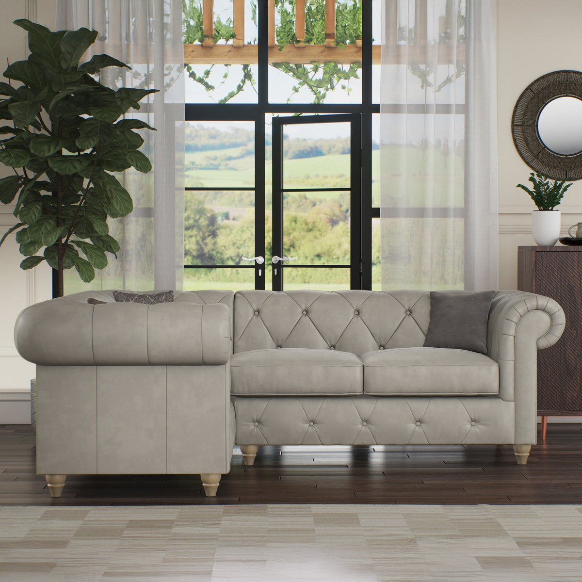 Everett Leather Corner Sofa