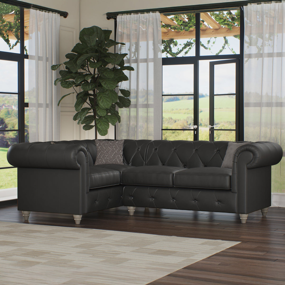 Everett Leather Corner Sofa