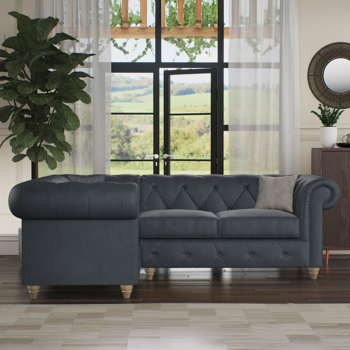 Everett Leather Corner Sofa