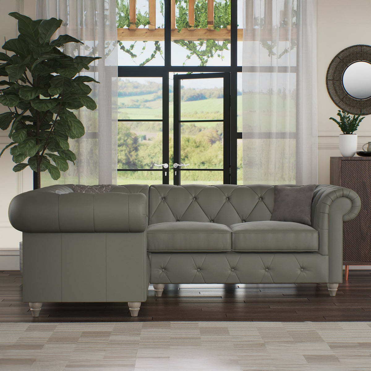 Everett Leather Corner Sofa