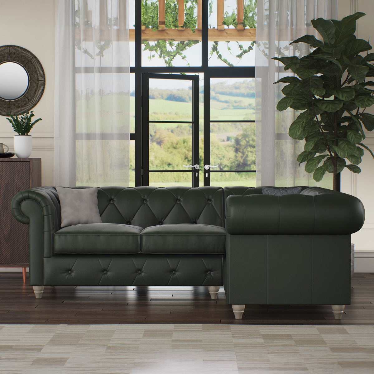 Everett Leather Corner Sofa