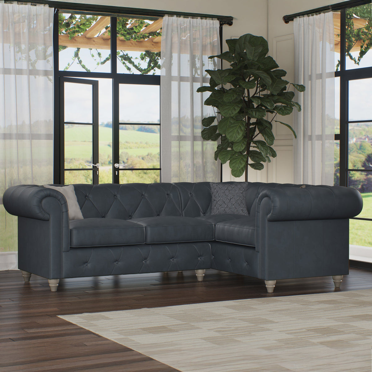 Everett Leather Corner Sofa