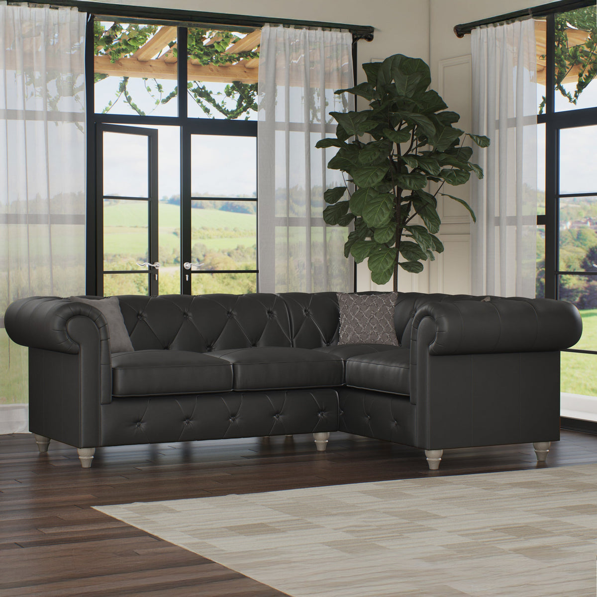 Everett Leather Corner Sofa