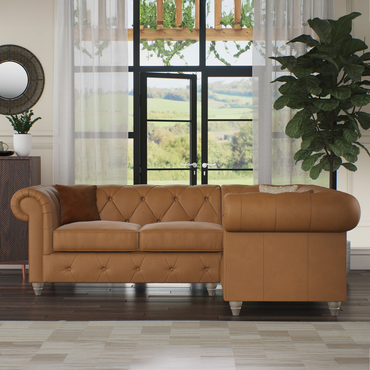 Everett Leather Corner Sofa