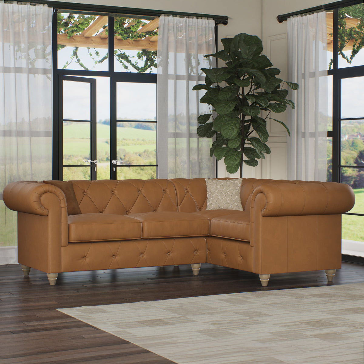 Everett Leather Corner Sofa