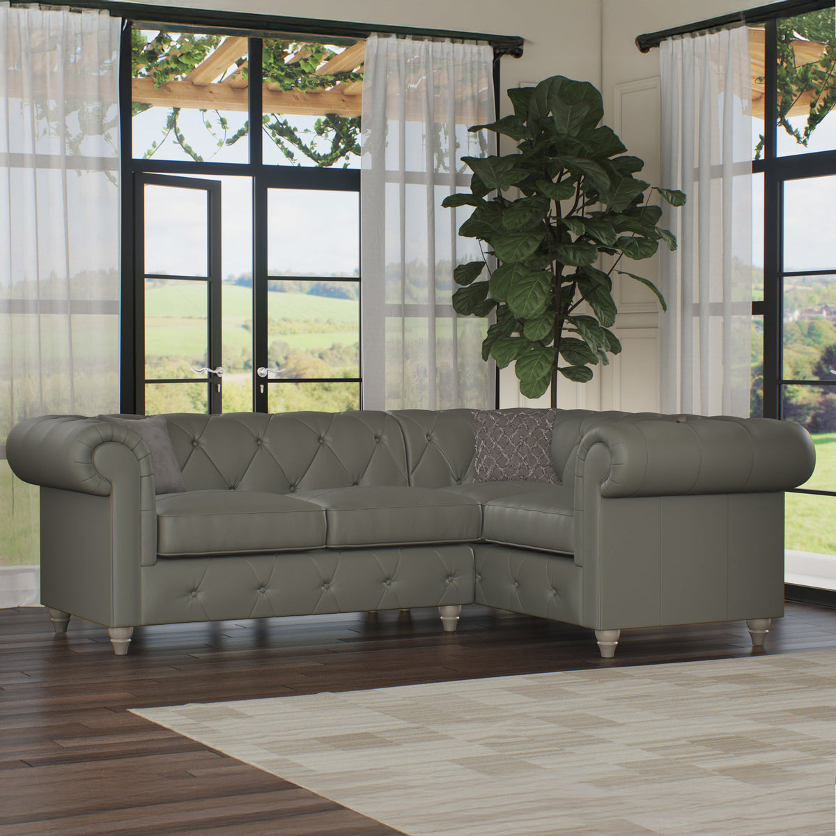 Everett Leather Corner Sofa