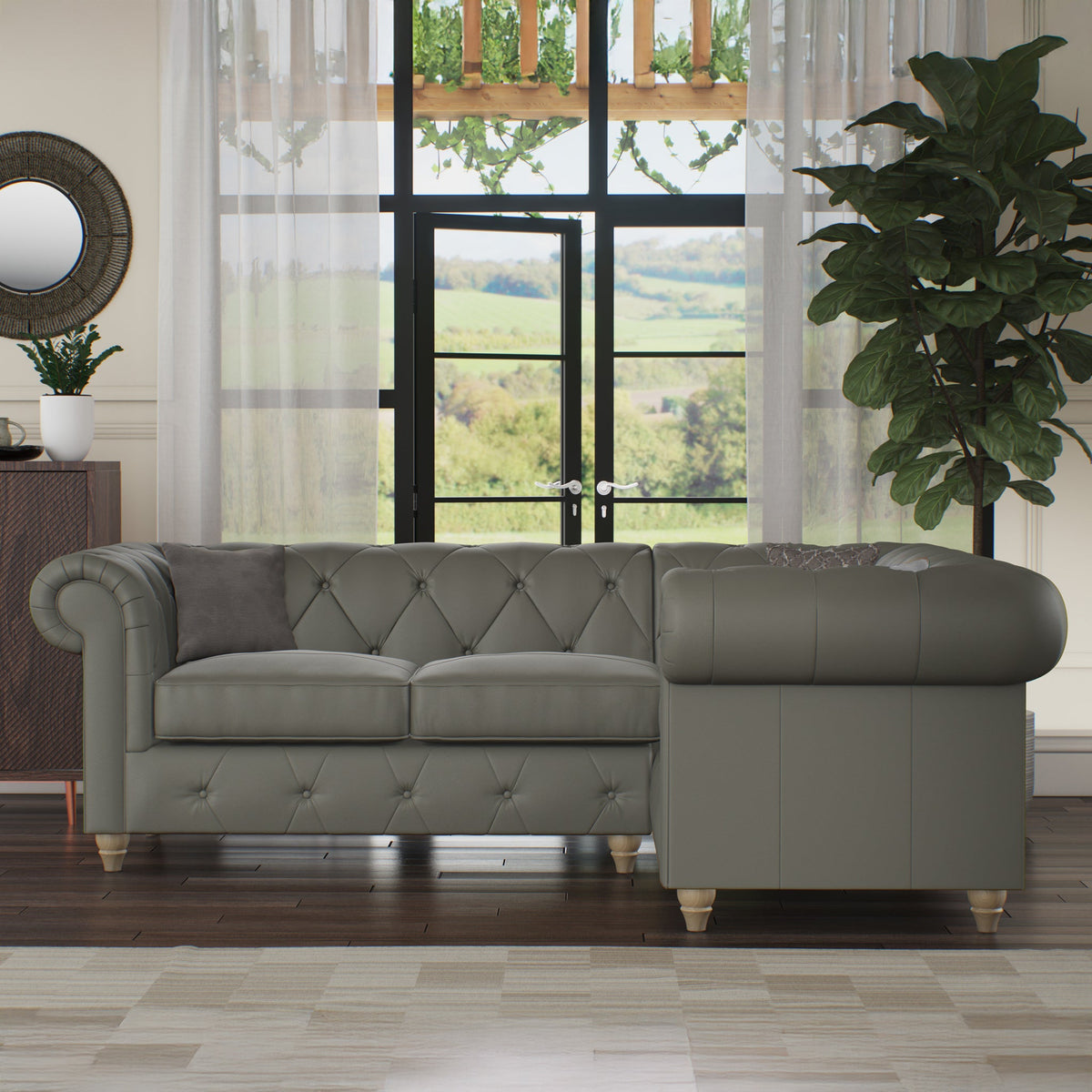 Everett Leather Corner Sofa