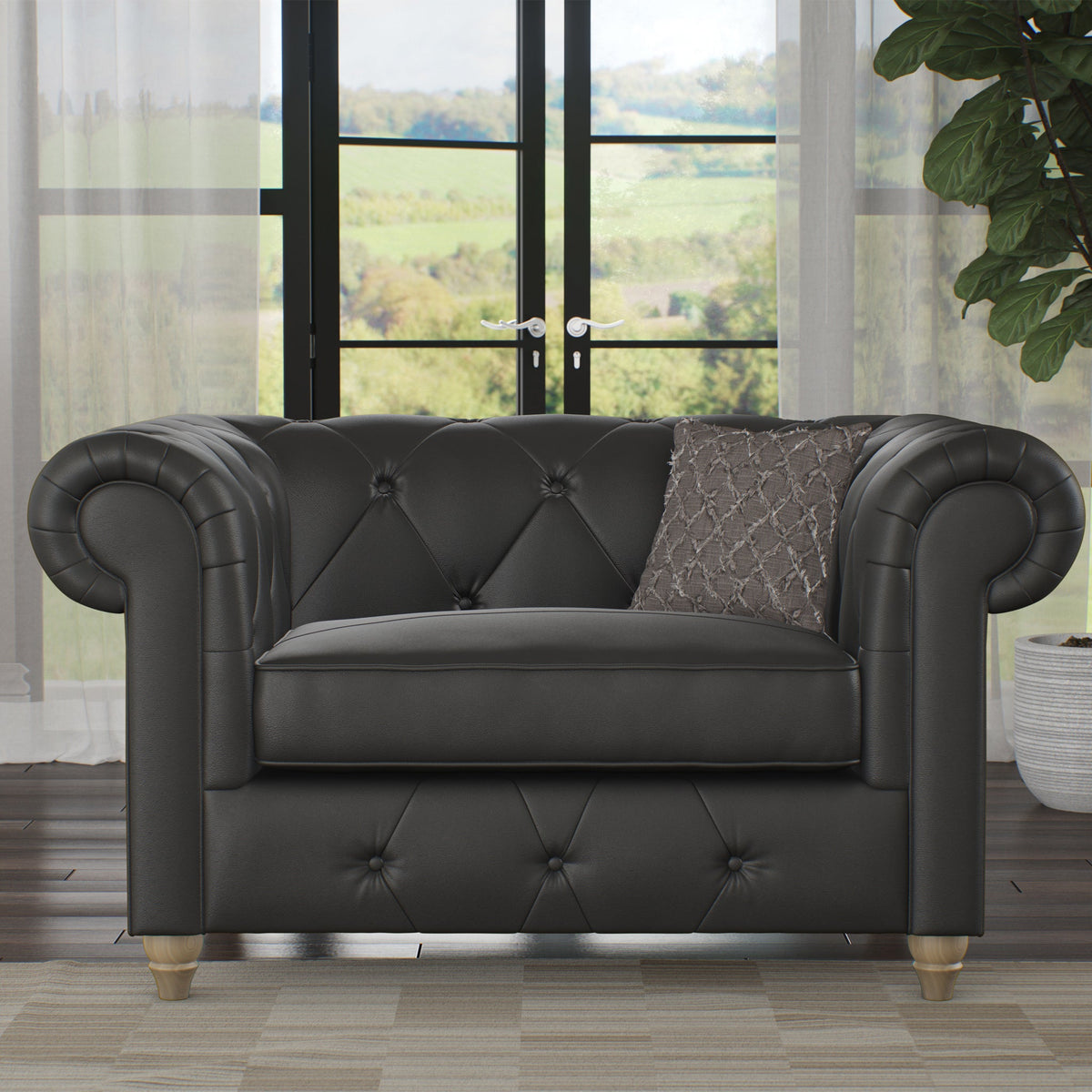 Everett Leather Snuggler Chair