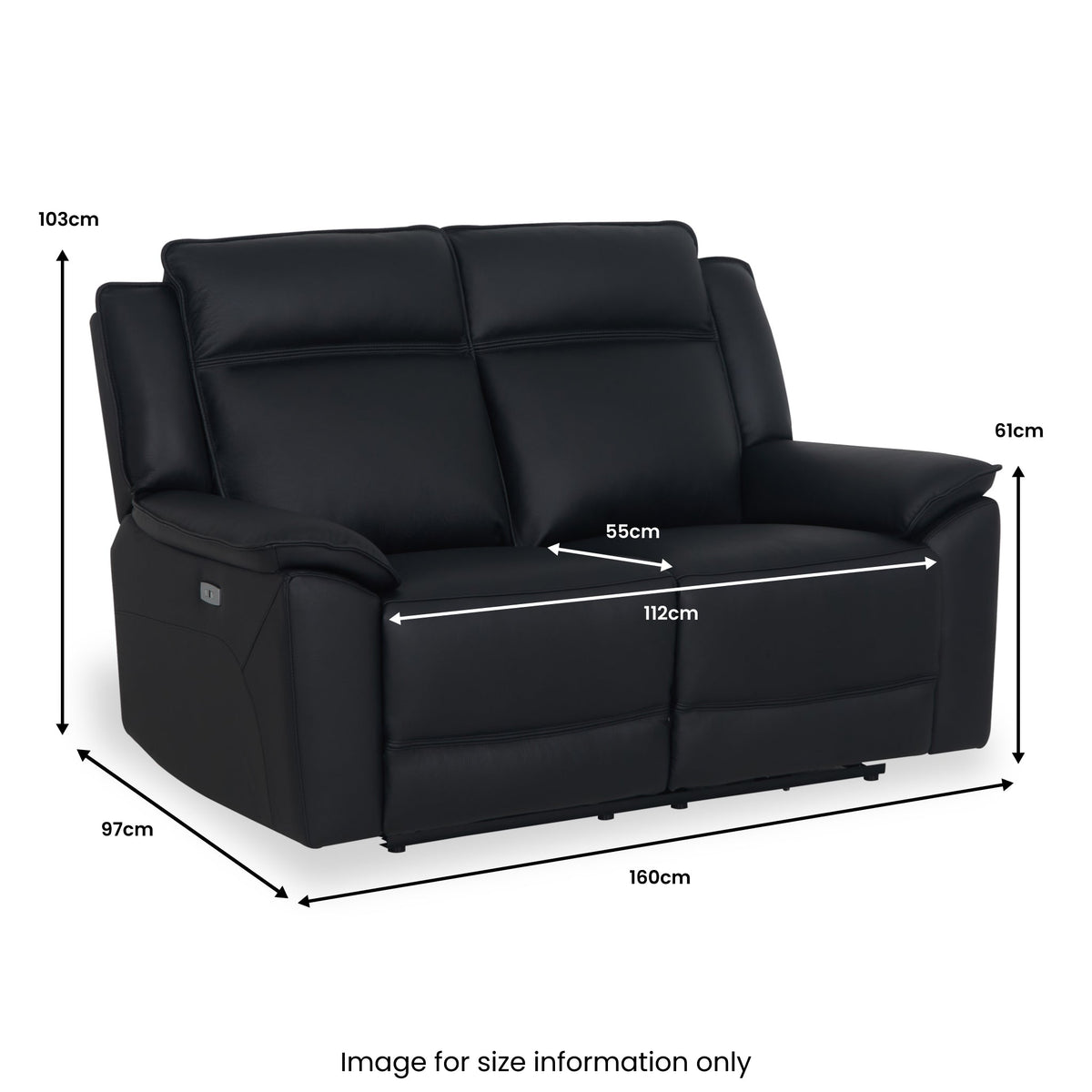 Alden Power Leather Recliner 2 Seater Sofa