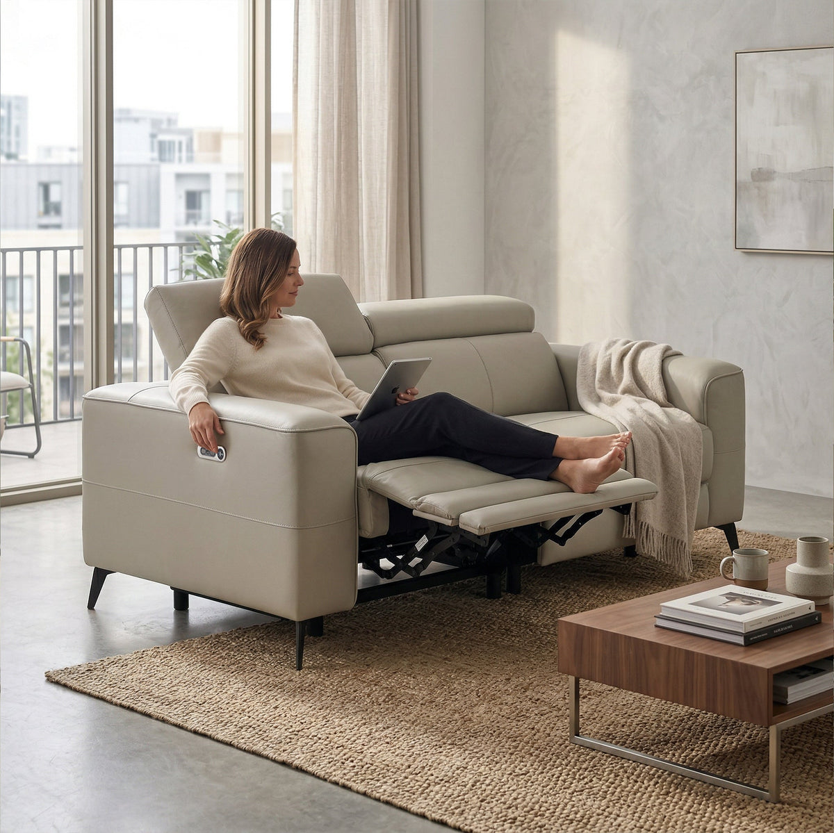 Radford Leather Dual Power Recliner 2 Seater Sofa