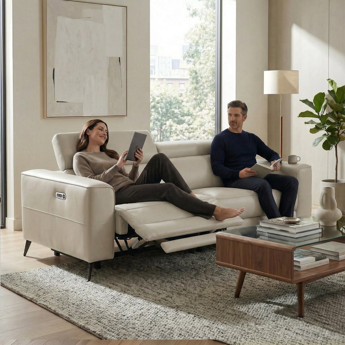 Radford Leather Dual Power Recliner 3 Seater Sofa
