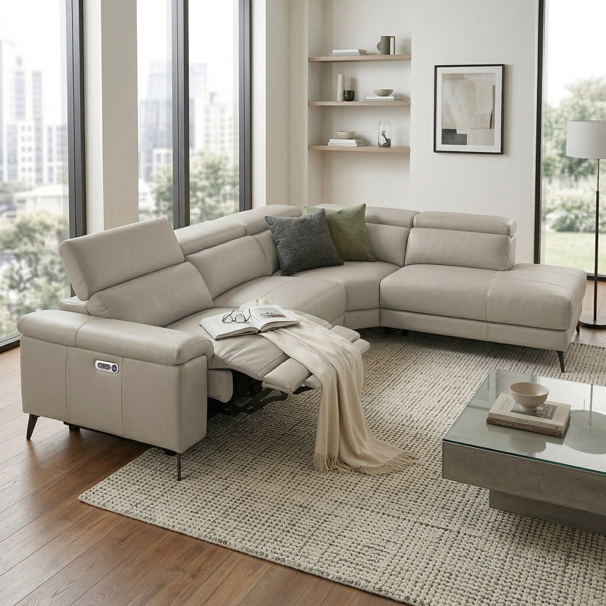 Radford Leather Power Reclining Corner Chaise Sofa