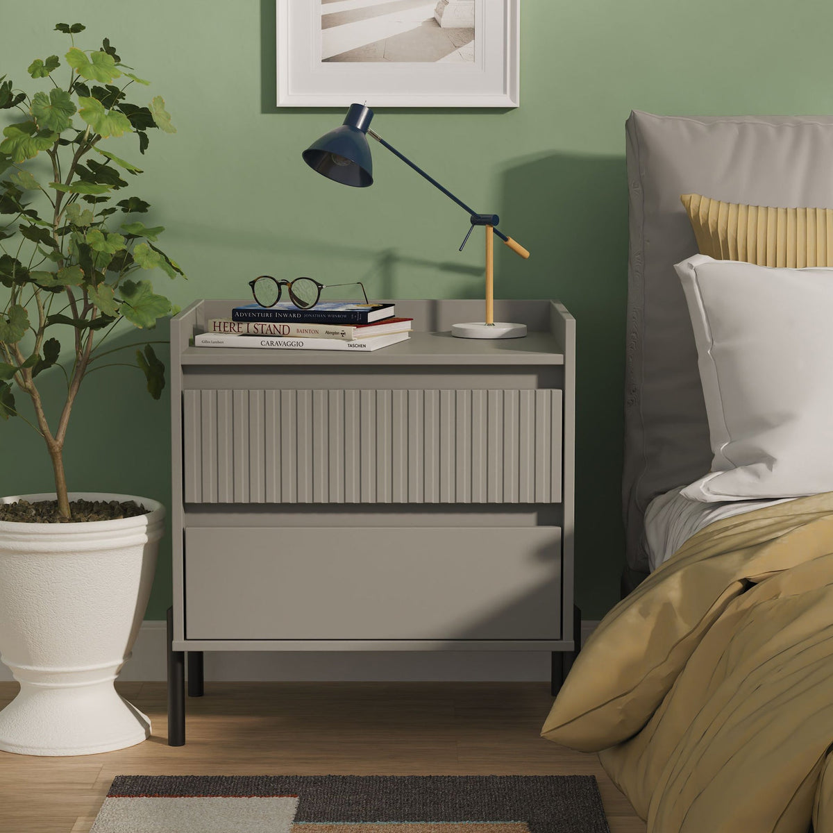 Kenton 2 Drawer Wide Bedside Table