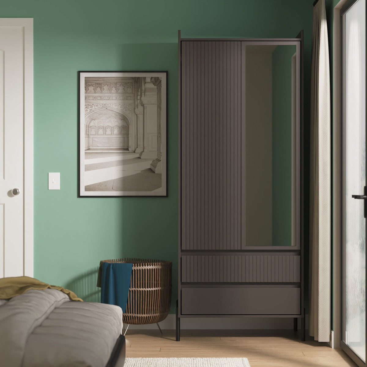 Kenton Double Mirrored Wardrobe With Drawers